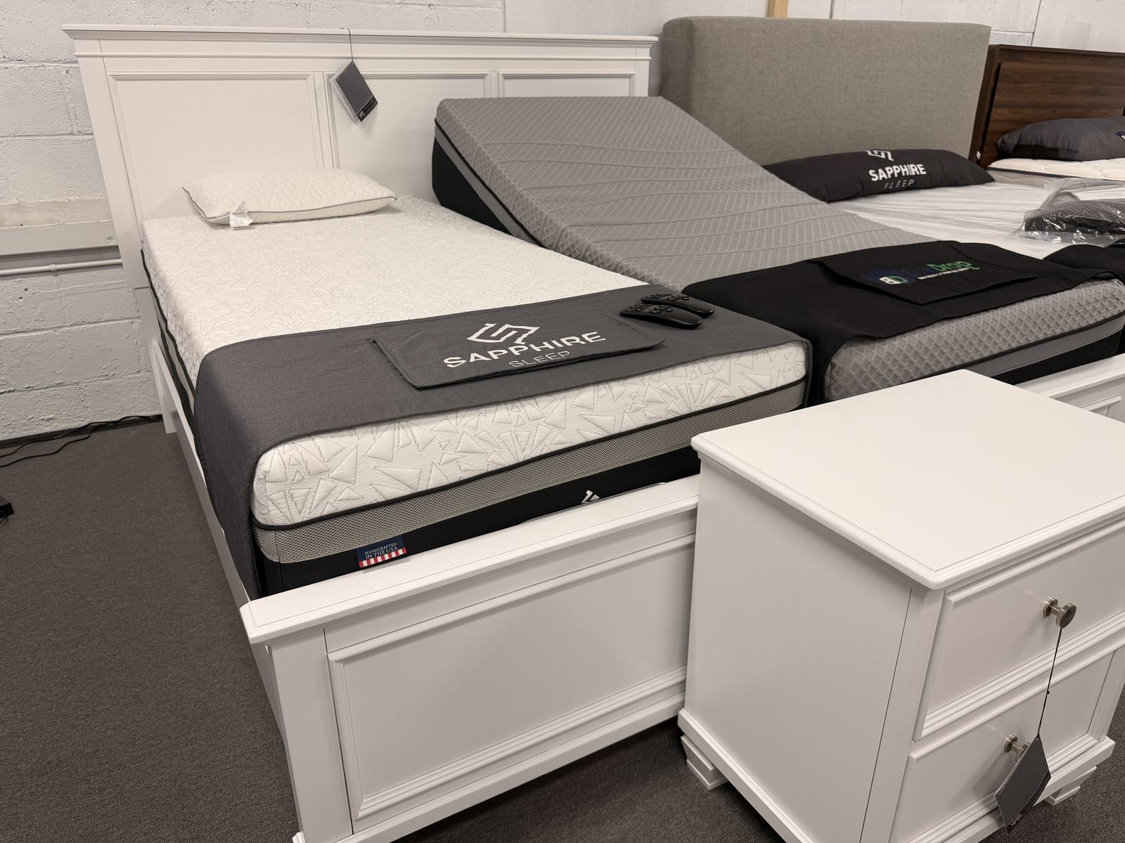 Adjustable base beds on display