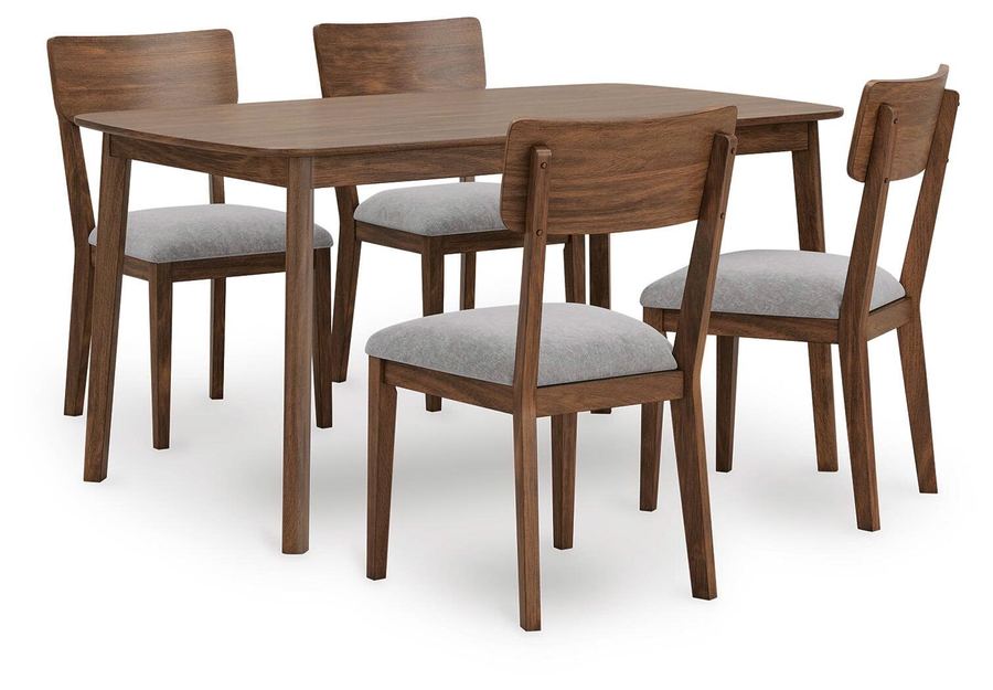 Modern walnut dining table and chairs