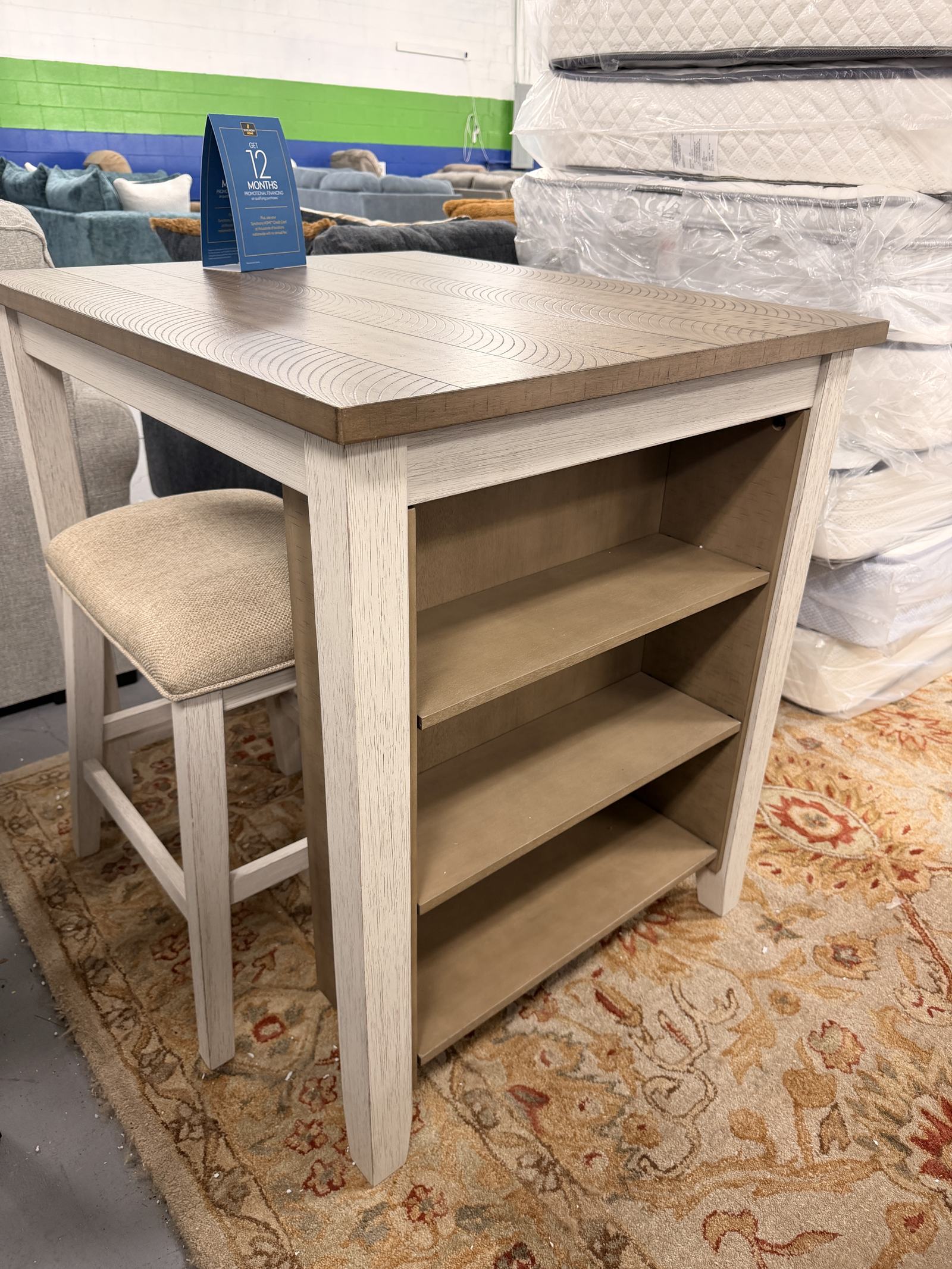 Counter-height table with built-in storage