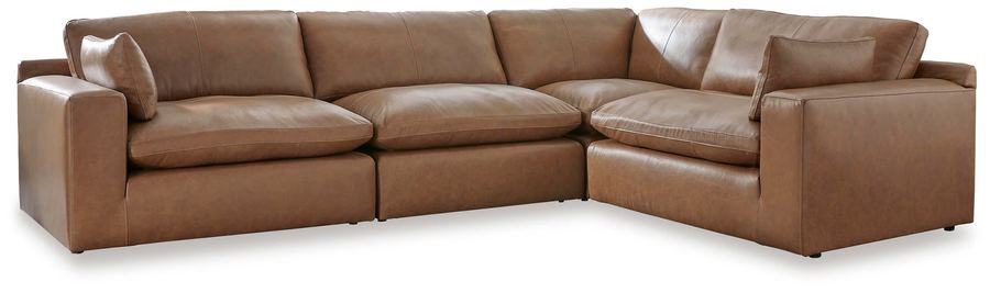 Brown leather sectional