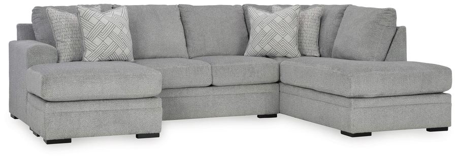 Gray tufted sectional with chaise