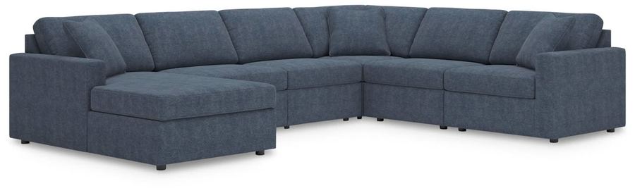 Navy fabric sectional with chaise