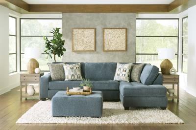 Blue-gray sectional with chaise