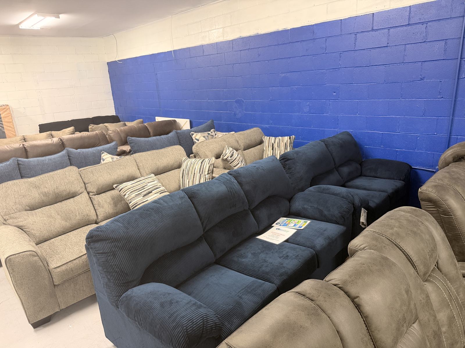 Sectionals and sofas on our Beaufort showroom floor
